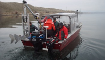 Deploying liquid Trident probe to sample complex and normally difficult-to-sample riverbed substrates