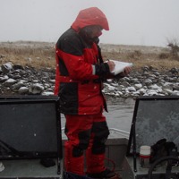 Eagle survey from a boat in winter